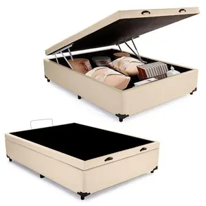 Cama Box Baú Viúva Sintético Bege 128x188x44