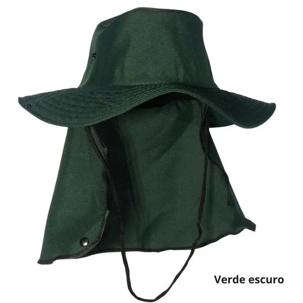 Kit 2 Chapéu Pescador Australiano OEM 100% Poliéster Tamanho Único Verde Escuro Proteção Nuca Unissex Kit 2 Chapéu Pescador Australiano OEM 100% Poliéster Verde Escuro Tamanho Único Unissex
