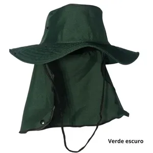 Kit 2 Chapéu Pescador Australiano OEM 100% Poliéster Tamanho Único Verde Escuro Proteção Nuca Unissex Kit 2 Chapéu Pescador Australiano OEM 100% Poliéster Verde Escuro Tamanho Único Unissex
