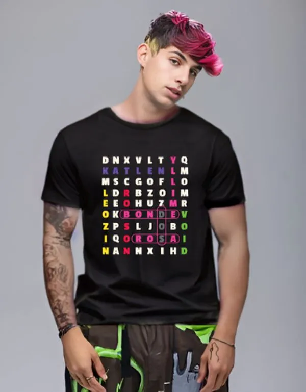 Camiseta de Algodão Dos Rosa Preta Palavra Cruzada G / Preto