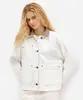jaqueta feminina de sarja oversized gola contrastante off white PP