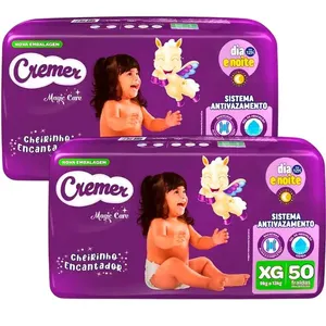 Kit 2 Fraldas Descartáveis Cremer Magic Care Hiper XG 50 Tiras Kit 2 Fraldas Descartáveis Cremer Magic Care Hiper XG 52 Tiras