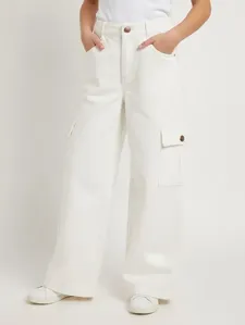 Calça Sarja Wide Leg Cargo Juvenil Para Menina - OFF WHITE 16