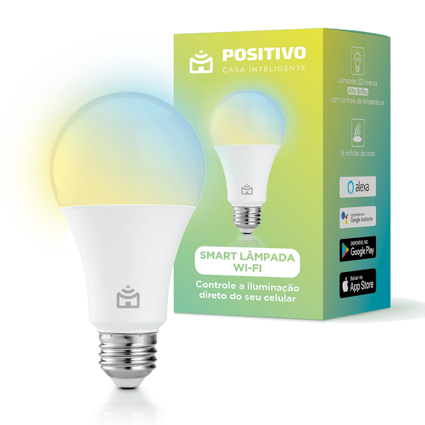 Smart Lâmpada Wi-Fi Positivo Casa Inteligente - E27 - 9W - 806 lm - 2700K a 6500K - Conexão Wi-Fi - Vida Útil 25.000h
