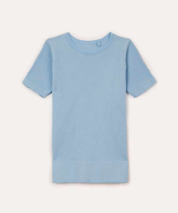 blusa infantil de poliamida canelada manga curta azul 4
