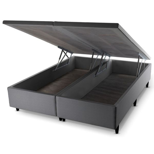 Base Box Baú Prince Sued Queen Size 158 x 197 x 41cm | Cinza
