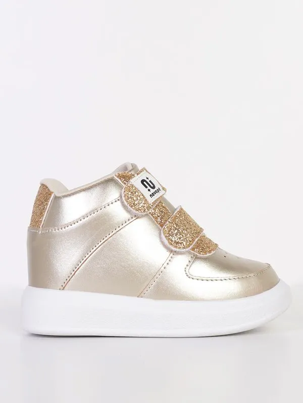 Tênis Casual Cano Alto Infantil Para Menina - DOURADO 26
