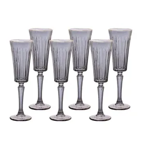 Conjunto 6 Taças Para Champanhe Egeu Vidro Cinza 180ml TCCH144CZ - Hauskraft