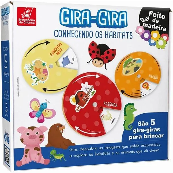 Jogo Educativo Gira Conhecendo os Habitats com Roletas de Animais Brincadeira de Criança Jogo Educativo Gira Conhecendo os Habitats Brincadeira de Criança