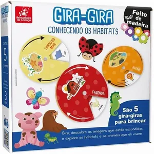 Jogo Educativo Gira Conhecendo os Habitats com Roletas de Animais Brincadeira de Criança Jogo Educativo Gira Conhecendo os Habitats Brincadeira de Criança