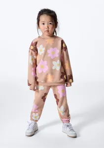 Calça Infantil Menina Toddler Jogger Estampada - Bege 001