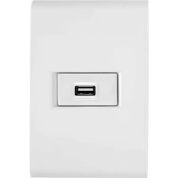 Tomada Embutir LIZ USB 1,5A 4x2" Branco - Tramontina Bivolt com Espelho 4x2" Branco - Tramontina