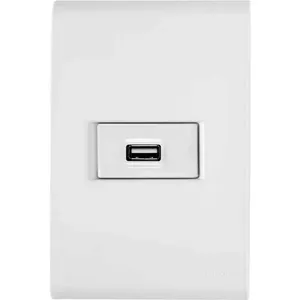Tomada Embutir LIZ USB 1,5A 4x2" Branco - Tramontina Bivolt com Espelho 4x2" Branco - Tramontina