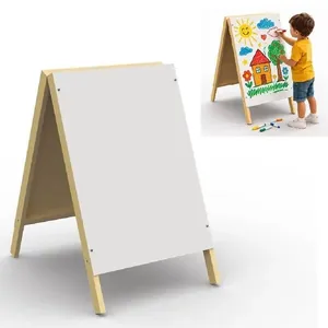 Cavalete Duplo Lousa Branca Yeet Quadro MDF Dupla Face 62cm 38cm 7cm Branco Cavalete Duplo Lousa Branca Yeet Quadro MDF 62cm Branco