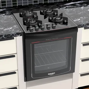 Fogão 4 Bocas de Embutir Dako Turbo Glass, Preto - Dakolors DE4VT-PF0 Bivolt
