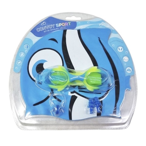 Kit Natação Convoy Óculos + Touca + Protetor Ouvido e Nariz Infantil