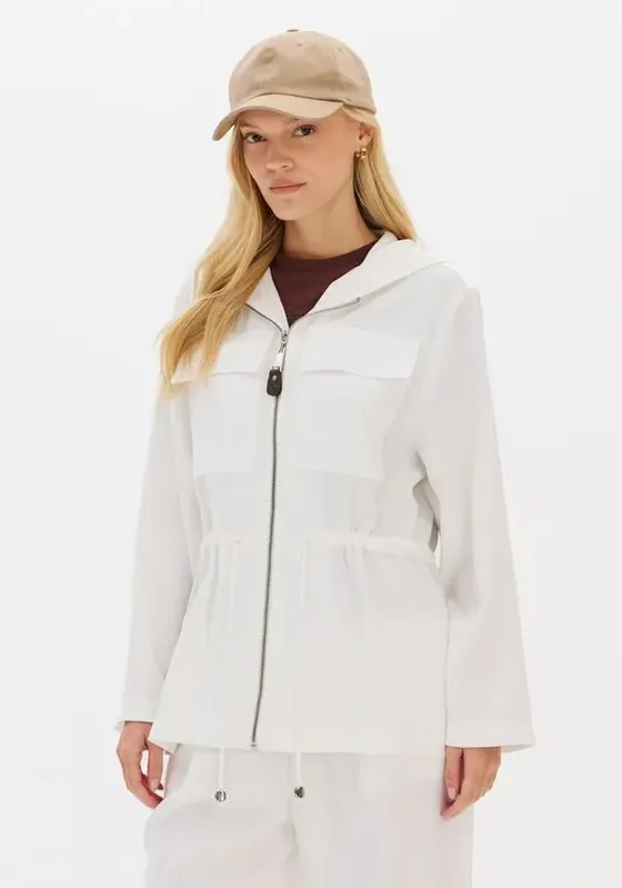 Parka Com Capuz Branco GG