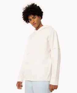 camiseta de algodão luck gola alta manga longa branco PP
