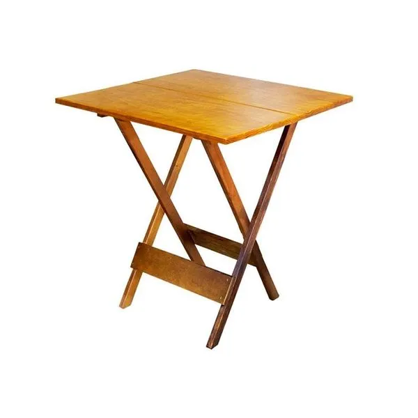 Mesa Para Açaí Dobravel De Madeira 70x70 - Natural - Marrom
