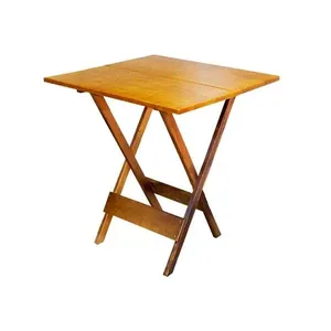 Mesa Para Açaí Dobravel De Madeira 70x70 - Natural - Marrom