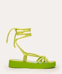 sandália flatform lace up corda + via mia verde 39