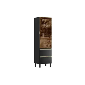 Paneleiro de Cozinha Proença 1 Porta 2 Prateleiras 100% MDF com Vidro Reflecta Nogueira Carbono Paneleiro de Cozinha Proença 1 Porta 2 Prateleiras 100% MDF com Vidro Reflecta