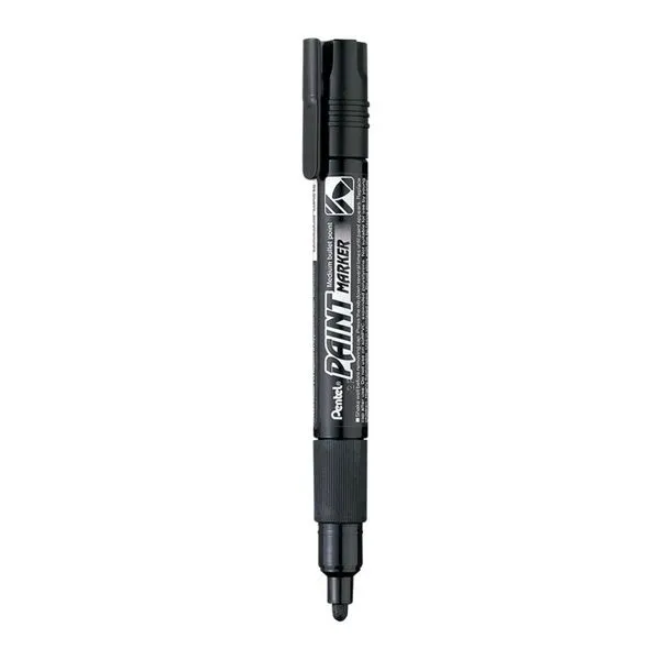 Marcador Permanente Pentel Paint Marker com Ponta Média 2-3MM Tinta à Base de Óleo Resistente à Água Preto Marcador Permanente Pentel Paint Marker Ponta Média 2-3MM Tinta de Secagem Rápida Preto