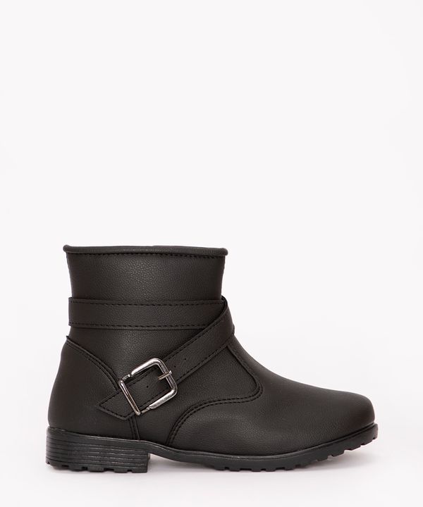 bota infantil de pu cano curto com fivela preto 30