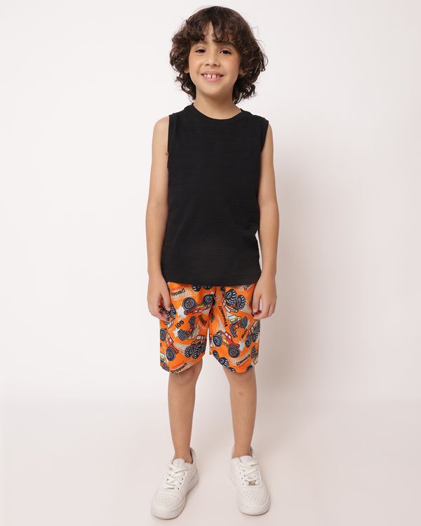Bermuda Infantil Microfibra Estampada Laranja 6