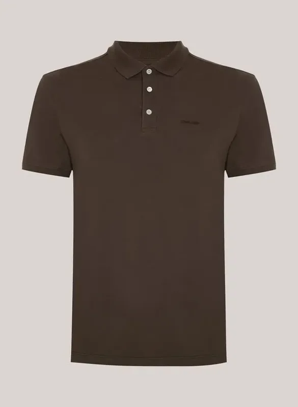 Polo Slim Fit New Simple Basic Marrom John John Masculina M
