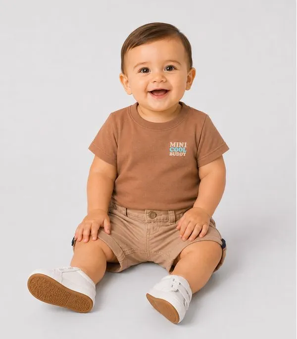 Conjunto Infantil Camiseta Com Bermuda Trick Nick Marrom P