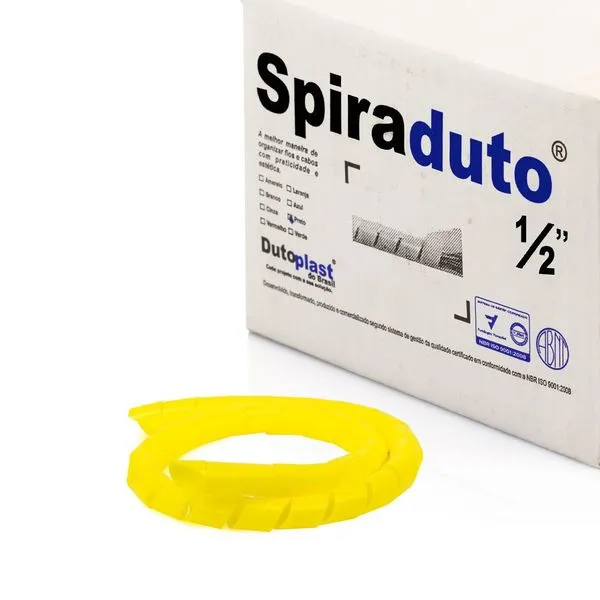 Organizador de Fios e Cabos Espiral 1/2 Amarelo 2 metros