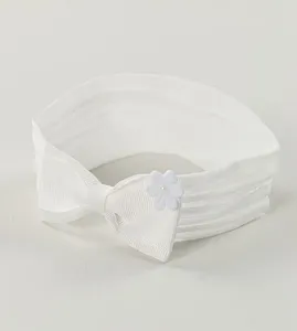 Faixa de Cabelo Laço e Flor Branca