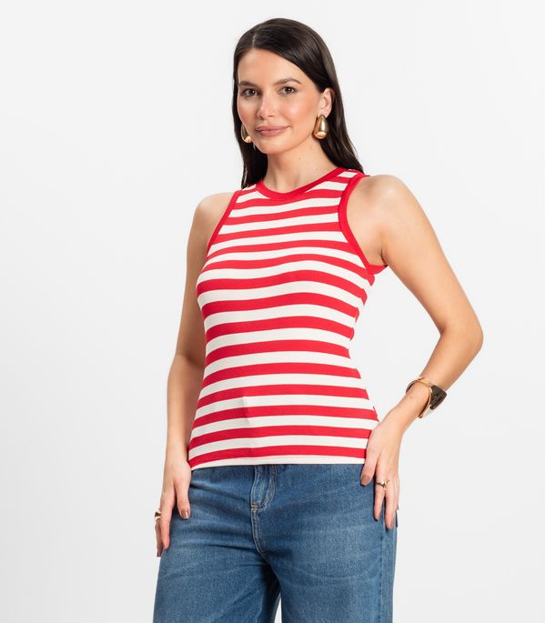 Regata Feminina em Ribana de Viscose Rovitex Vermelho GG