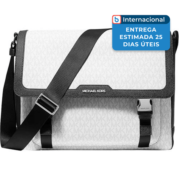 Bolsa Mensageiro Gunmetal Michael Kors Branco A-MBI