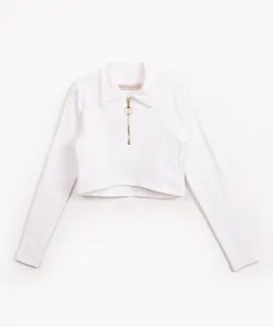 cropped juvenil de algodão manga longa off white 12