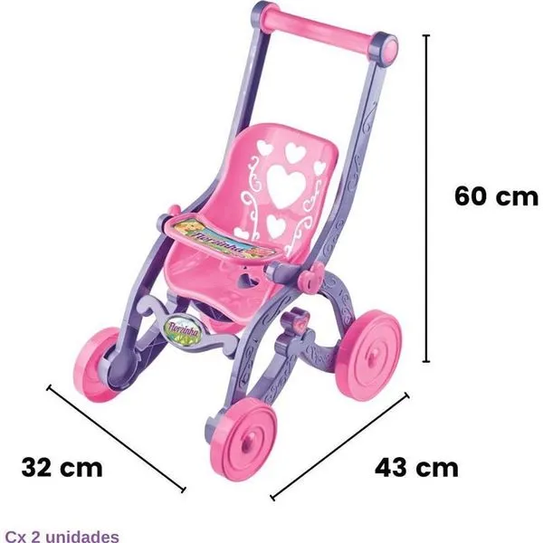 Kit 2 Carrinhos de Boneca Florzinha em Plástico Rosa e Lilás Brinquemix Kit 2 Carrinhos de Boneca Florzinha Plástico Rosa Lilás Brinquemix