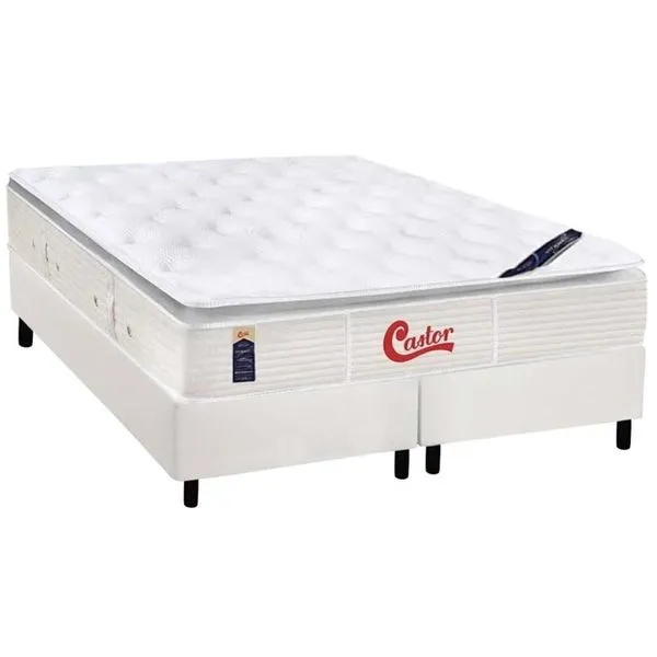 Cama Box King Completa Gold Star SLX Vitagel One Face com Colchão Molas Ensacadas Courano White Castor Cama Box King Completa Gold Star SLX Vitagel One Face com Colchão Molas Ensacadas Castor
