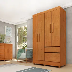Guarda Roupa Infantil 4 Portas 2 Gavetas com pés 108cm Oregon Cinamomo/Cinamomo