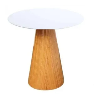 Mesa Lateral Cone Base Laminada Em Madeira Natural E Tampo 41 Cm - Laqueado Cor Branco