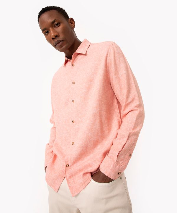 camisa de algodão comfort manga longa laranja G