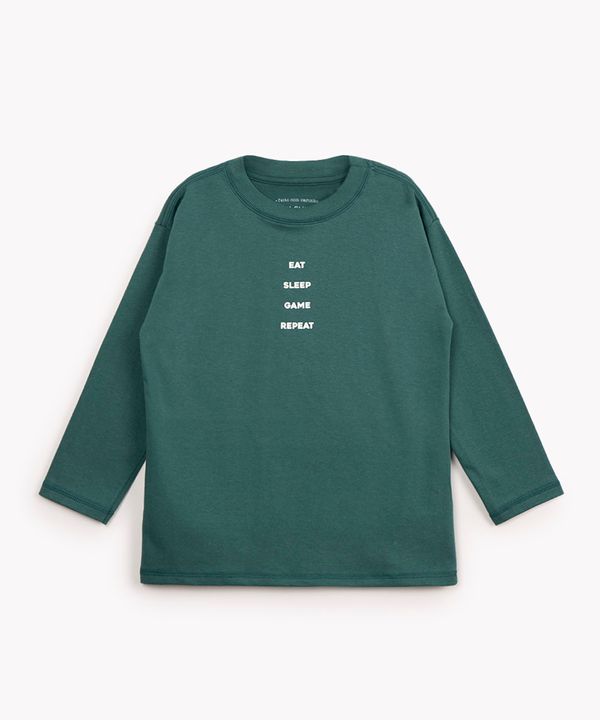camiseta de moletinho infantil manga longa verde médio 8