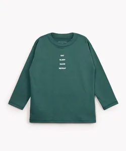 camiseta de moletinho infantil manga longa verde médio 10