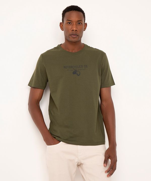 camiseta de algodão motorcycles manga curta verde militar M
