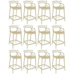 Kit 12 Banquetas Média Allegra 66cm Design Cozinha/bancada - Nude