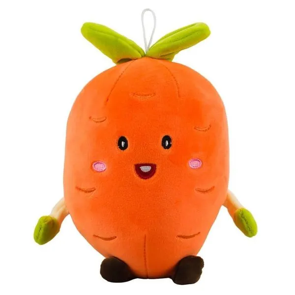 Pelúcia Cenoura Laranja Com Rosto Feliz Fofo 25cm