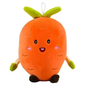 Pelúcia Cenoura Laranja Com Rosto Feliz Fofo 25cm