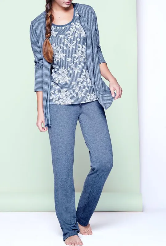Pijama Fiori. - Azul G