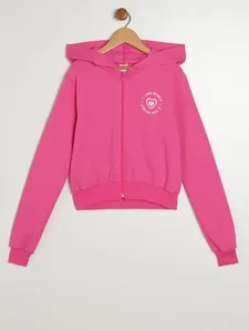 Jaqueta Moletom Com Capuz Juvenil Para Menina- PINK 12