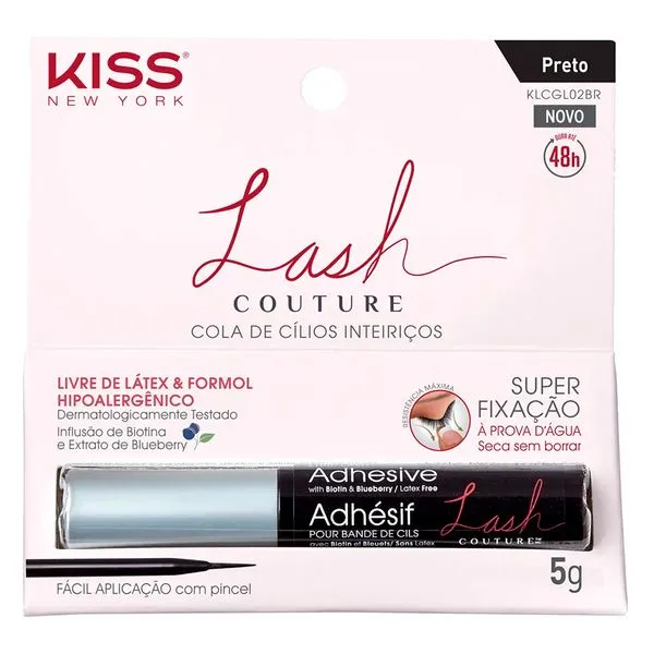 Cola para Cílios Postiços Kiss New York Lash Couture Preto
